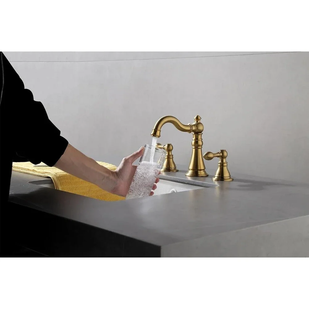 Derengge 8 Inch Two-Handle Widespread Bathroom Faucet with Pop up Drain, Brushed